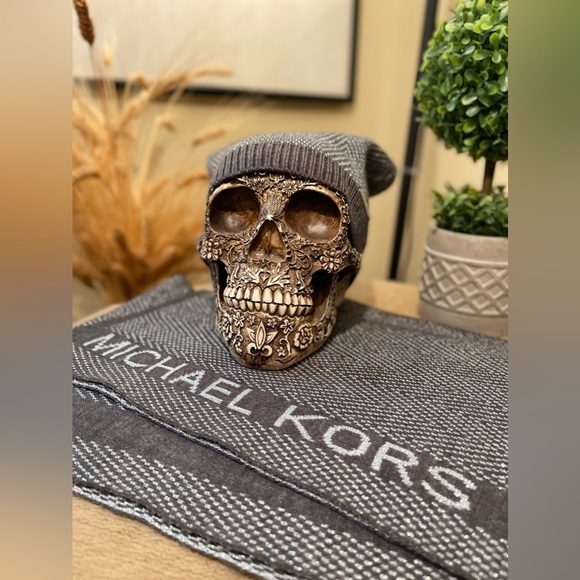 Set of 2 - Michael Kors Gray Hat-Beanie and Scarf Set w Sparkling Silver Details - Picture 5 of 13